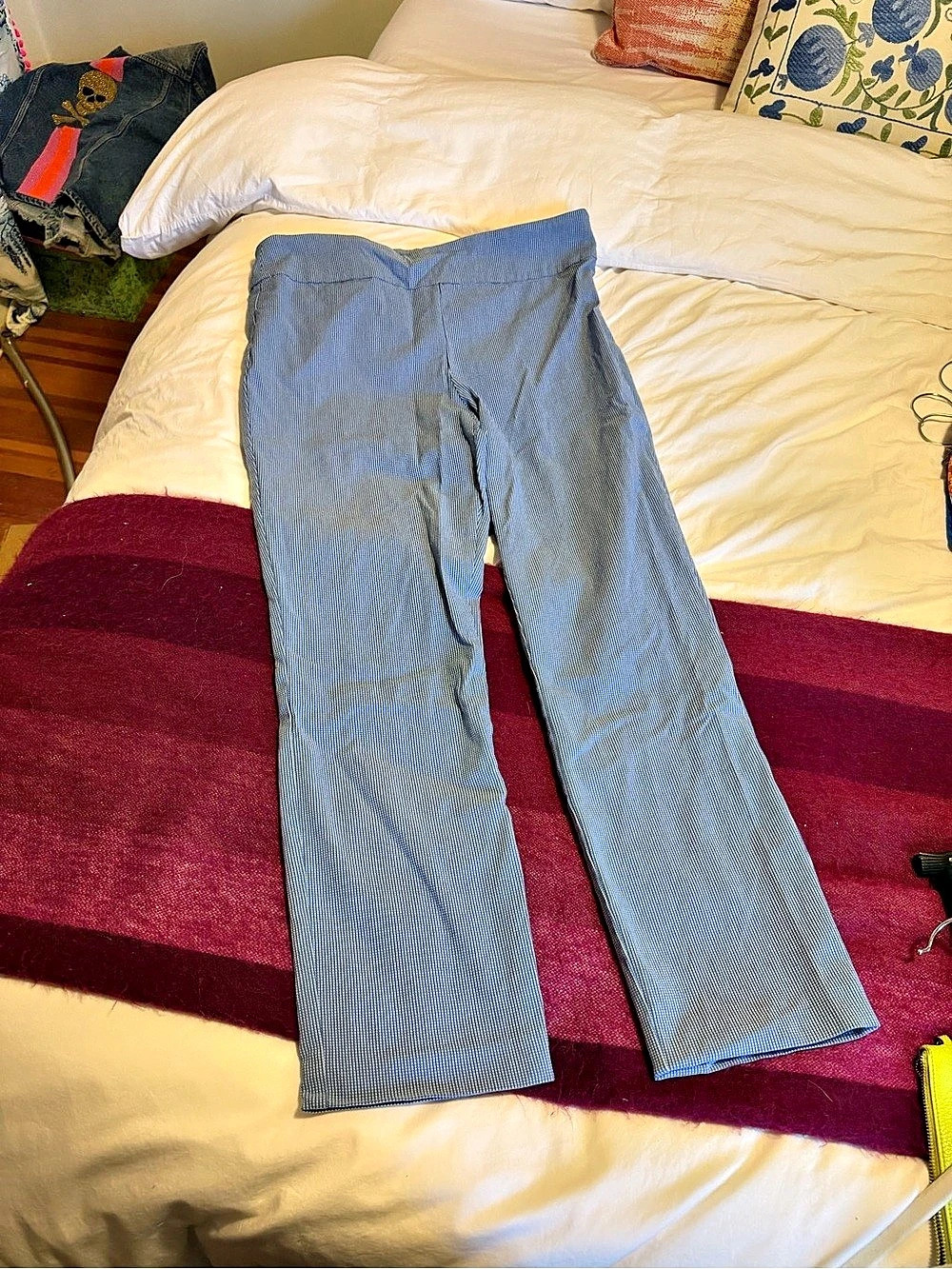 Renuar Pull-On Pant Blue Geometric Trousers Size 12